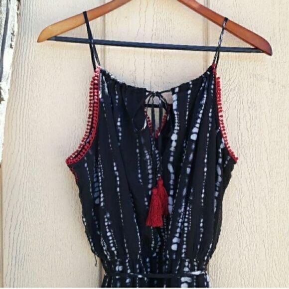 Knox Rose Gothic Witchy Maxi Dress Spaghetti Sheer Reptile Embroidered Blk Sz L - Picture 7 of 8